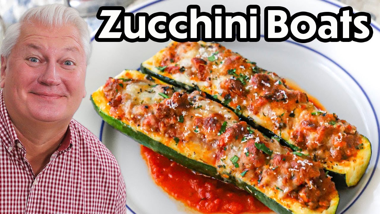 Sausage Sauce STUFFED Zucchini Boats