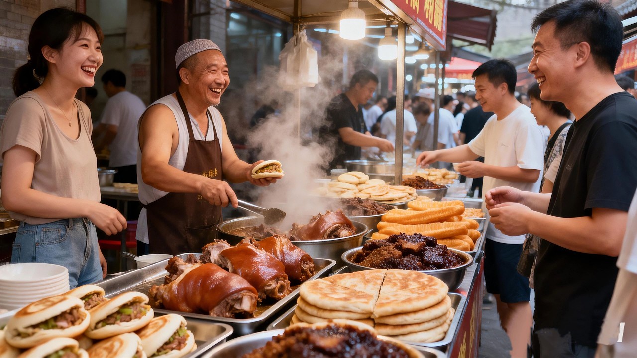 Local Street Food in Xi'an, China | Roujiamo, Liangpi & Traditional Flavors