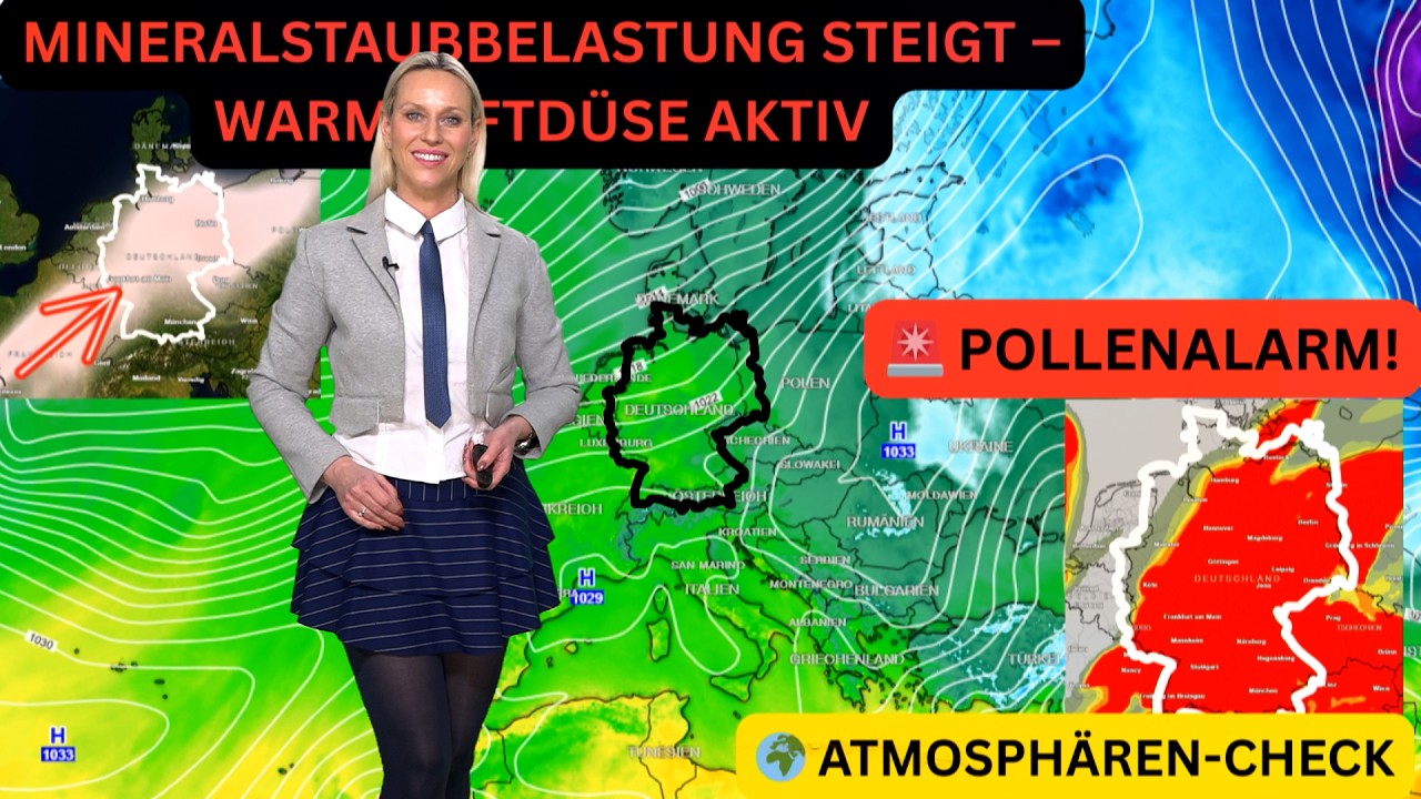 Achtung Wärmeboom mit 20 Grad! Subtropikluft mit Mineralstaub belastet – Pollenbelastung hoch!