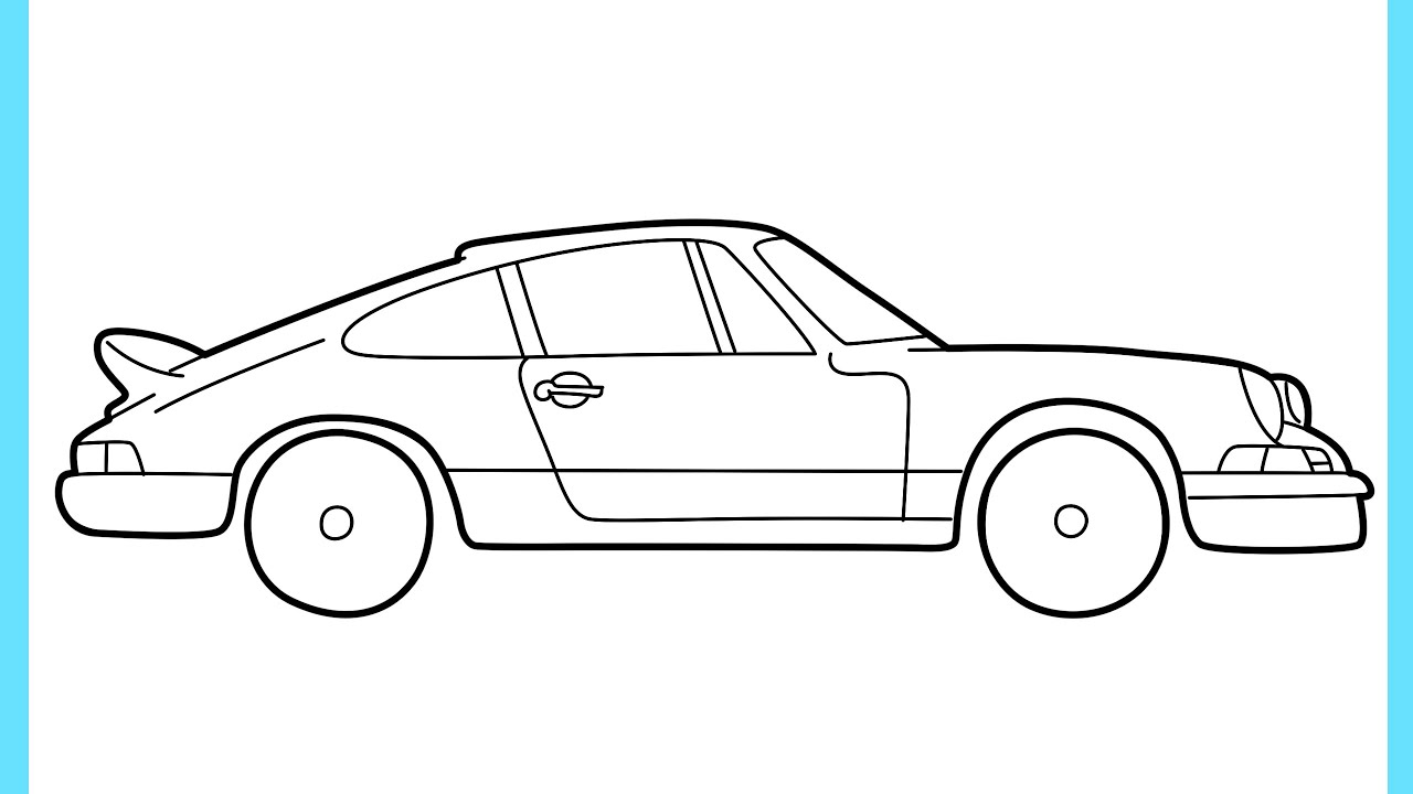 Как нарисовать классический автомобиль Porsche шаг за шагом для начинающих