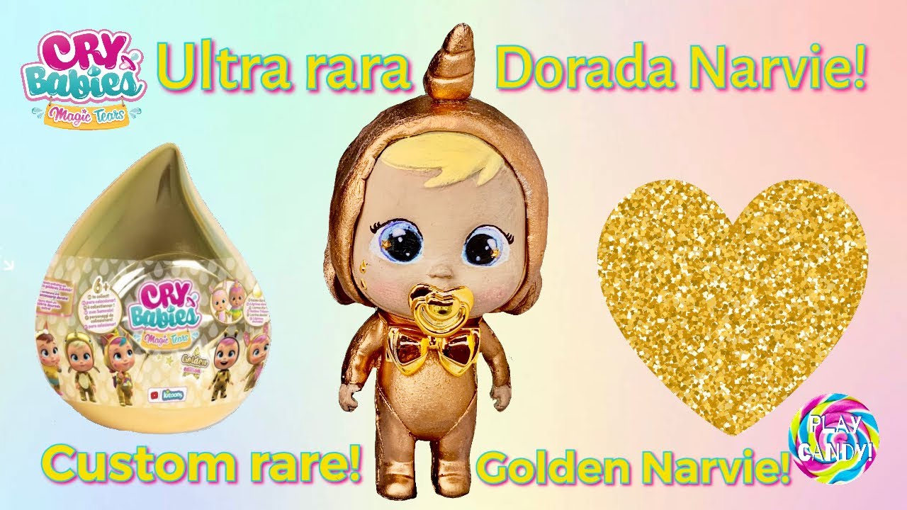 Rare Golden Narvie Cry Babies Magic Tears Custom doll!! Raro lento dorado bebé lágrimas mágicas 🤩