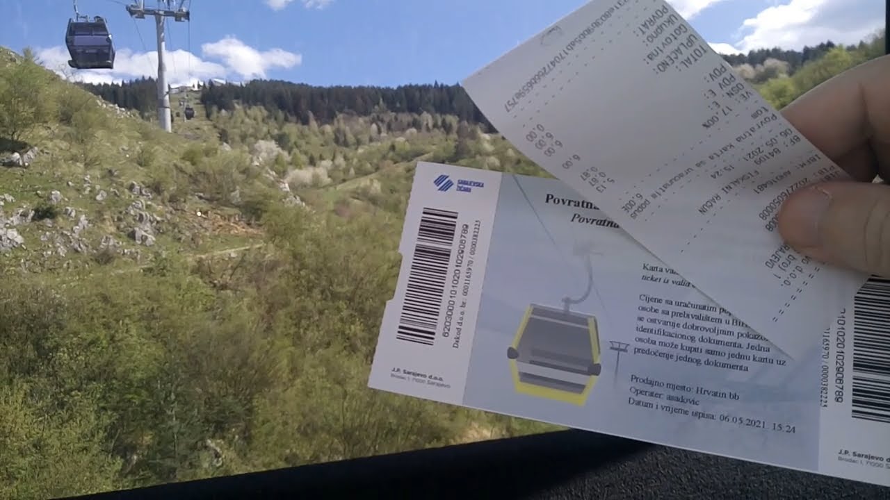 Riding the Sarajevo cable car to the mountain Trebević