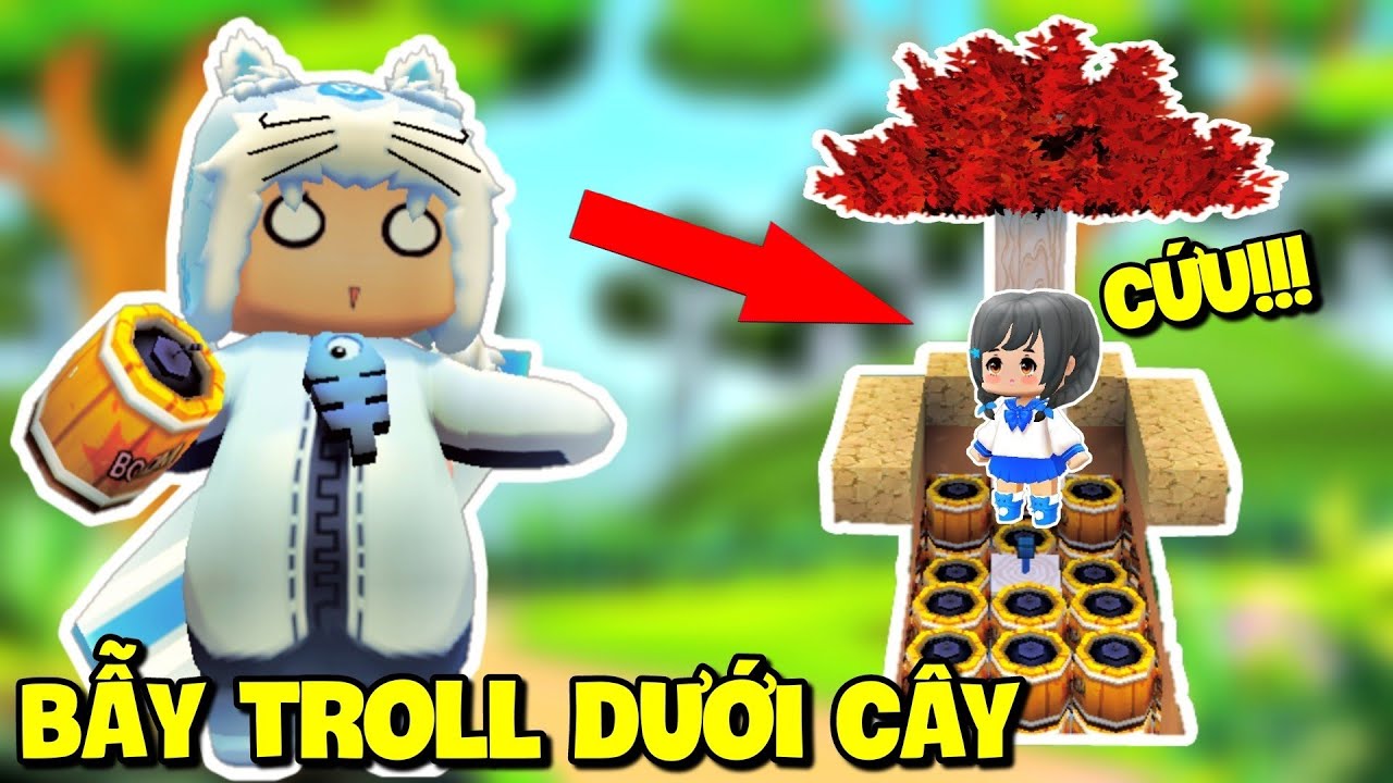 Meowpeo chế tạo Bẫy Troll chỉ với 1 cái cây khiến Mặp Doram khóc thét trong Làng Bee Team Mini World