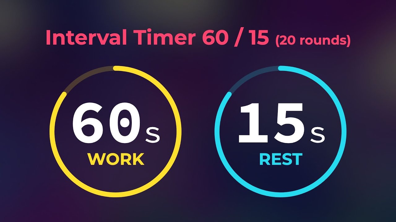 60/15 Interval Timer | 60s with 15s rest (20 Rounds) | Workout Timer No Music