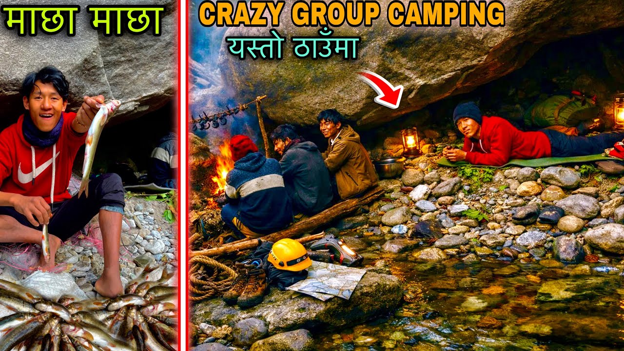 Group Camping and Fishing in Danger River ! Camping in Forest ! Fishing in Nepal ! 