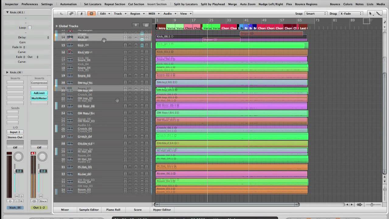 Comping and Flex with Multitrack Drums in Logic Studio 9