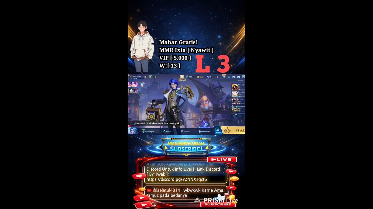 Push MMR Ixia!! Mabar Gratis Sampai Malam!! #Mabar #Gratis #ML