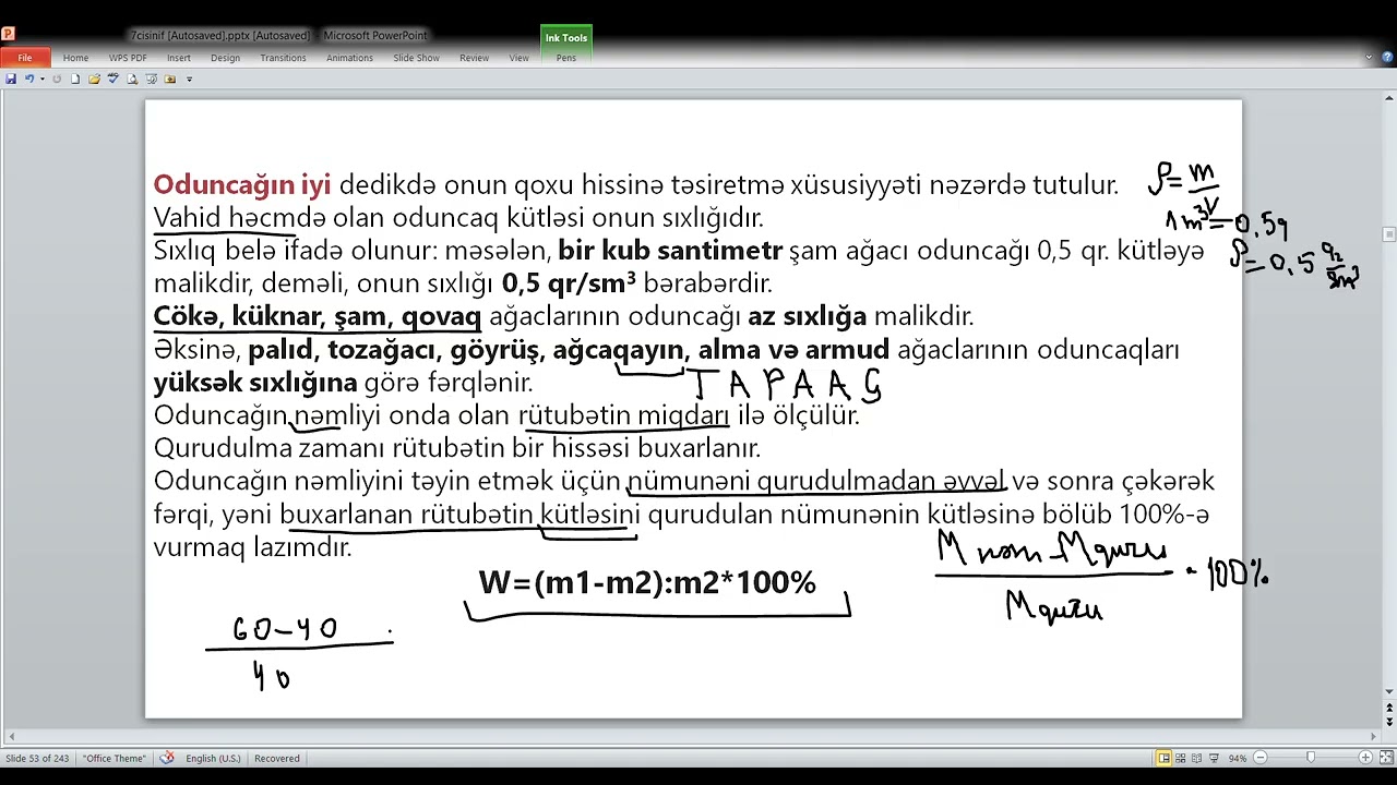 Texnologiya 7 sinif. ODUNCAĞIN ƏSAS FİZİKİ VƏ MEXANİKİ XASSƏLƏRİ