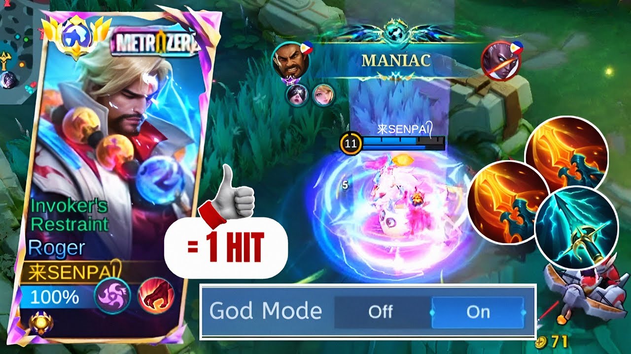ROGER NEW BROKEN 1 SHOT BUILD FOR!! TOP GLOBAL ROGER MANIAC!! ( you must try ) 🔥