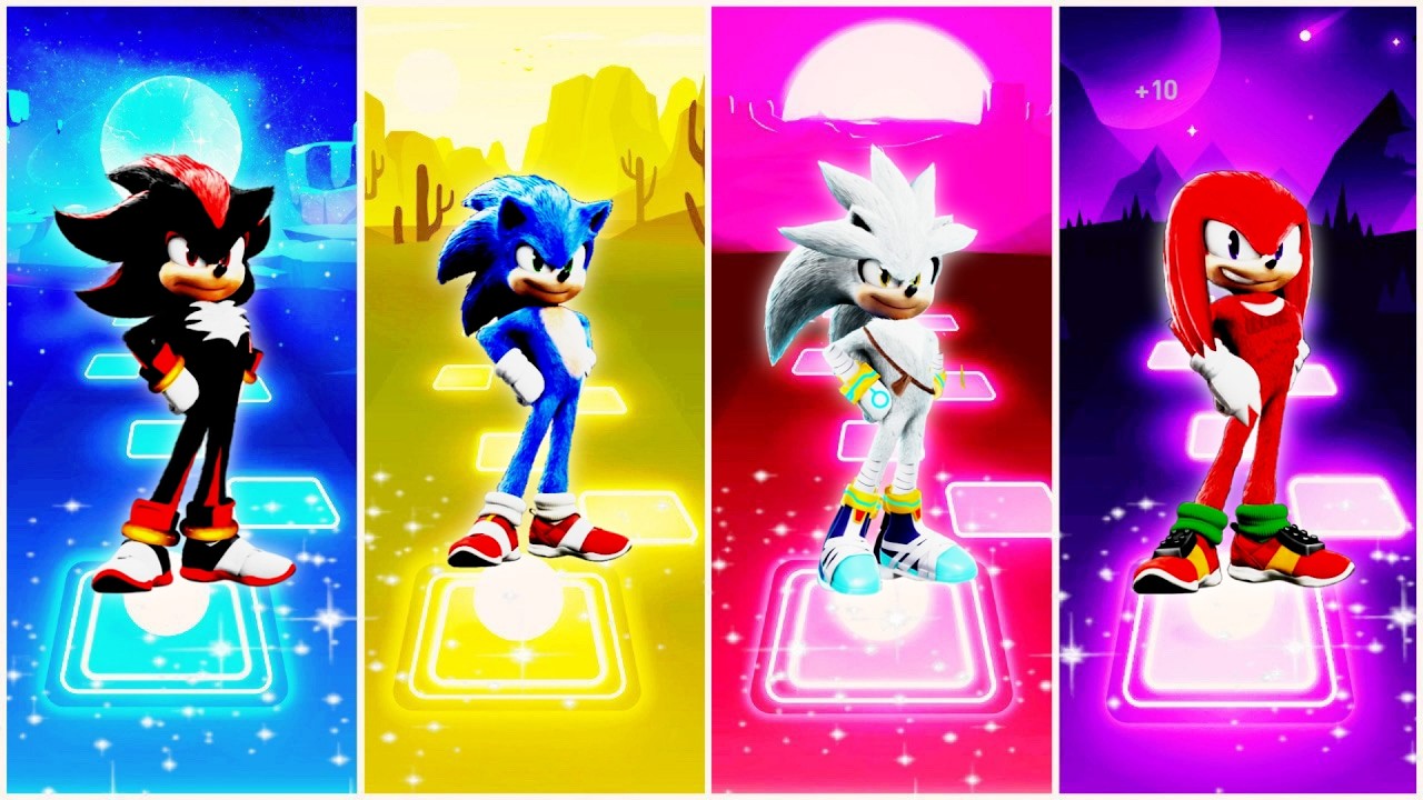 Shadow the Hedgehog 🆚 Sonic the Hedgehog 🆚 Silver the Hedgehog 🆚 Knuckles | Tiles Hop EDM Rush ⚡🎶