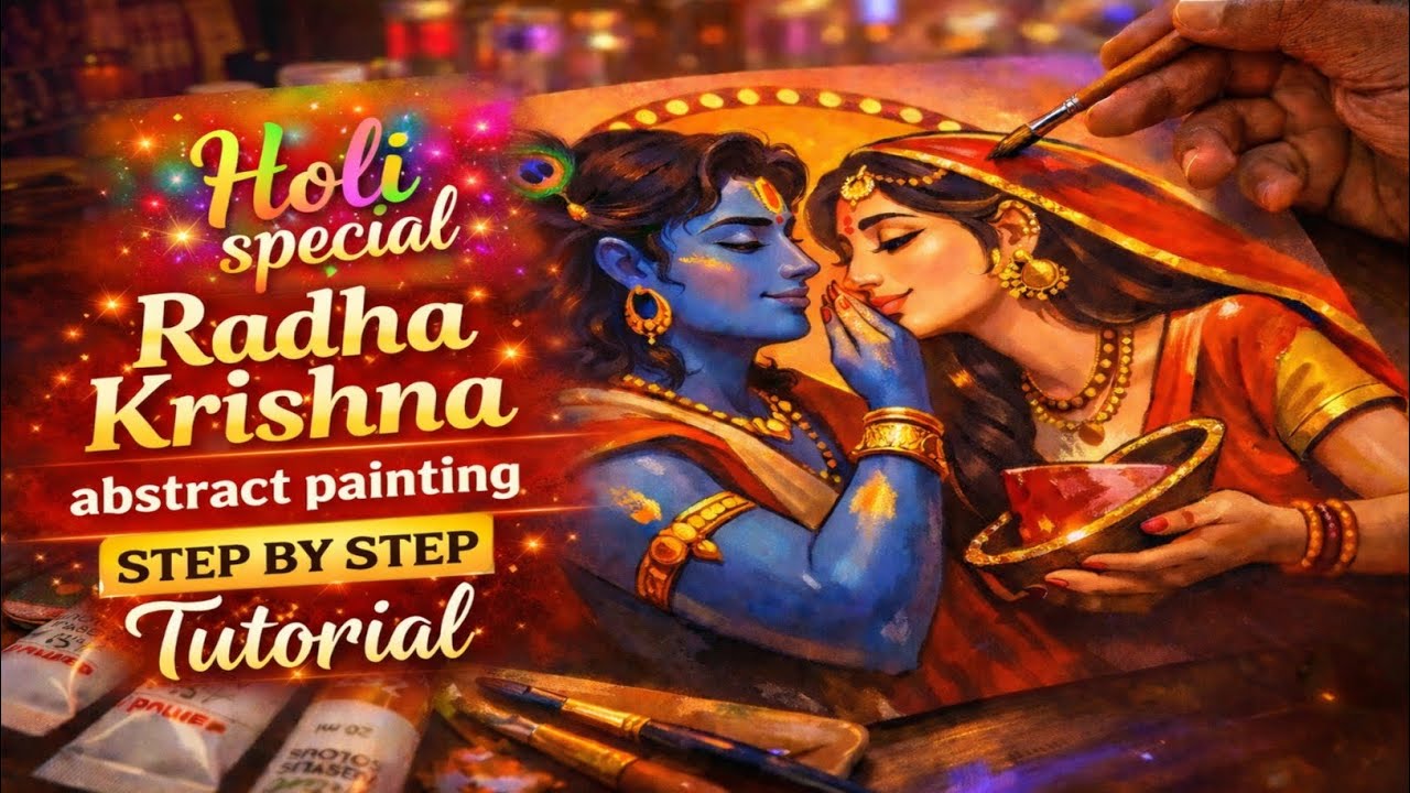 Holi special Radha and Krishna abstract painting 😊❤️‍🩹