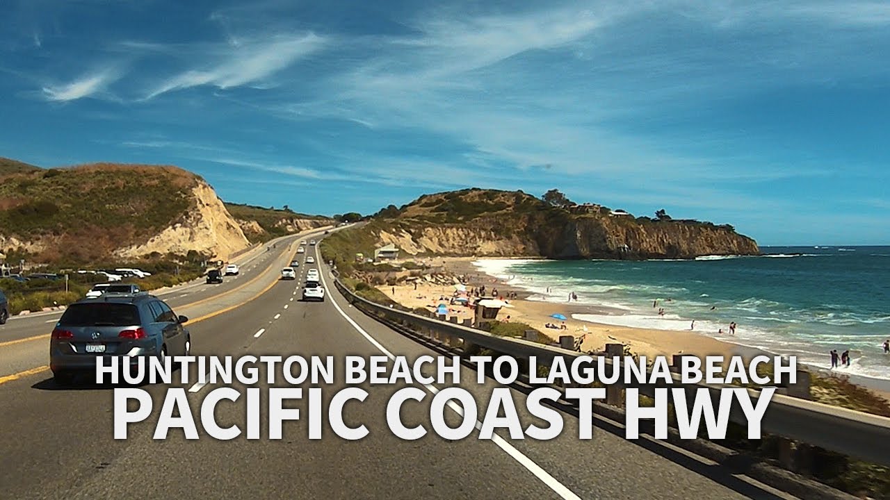 PACIFIC COAST HIGHWAY - Driving from Huntington Beach to Laguna Beach, Los Angeles, California, USA