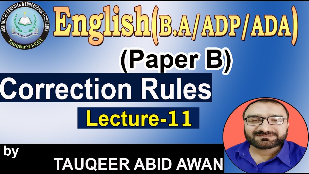 BA English Correction Rules- Lecture-11 | Correction of Sentences