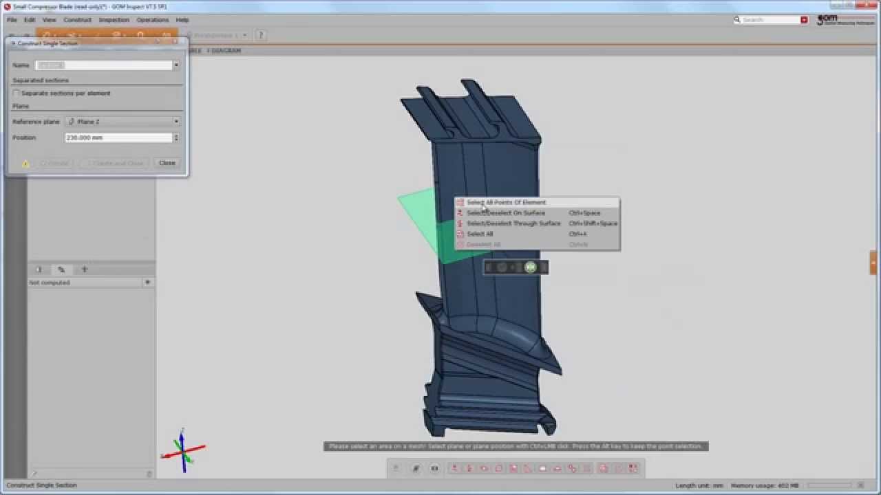V7.5 SR1 - Airfoil Inspection (ATOS Blue Light 3D Scanner Data and Software)