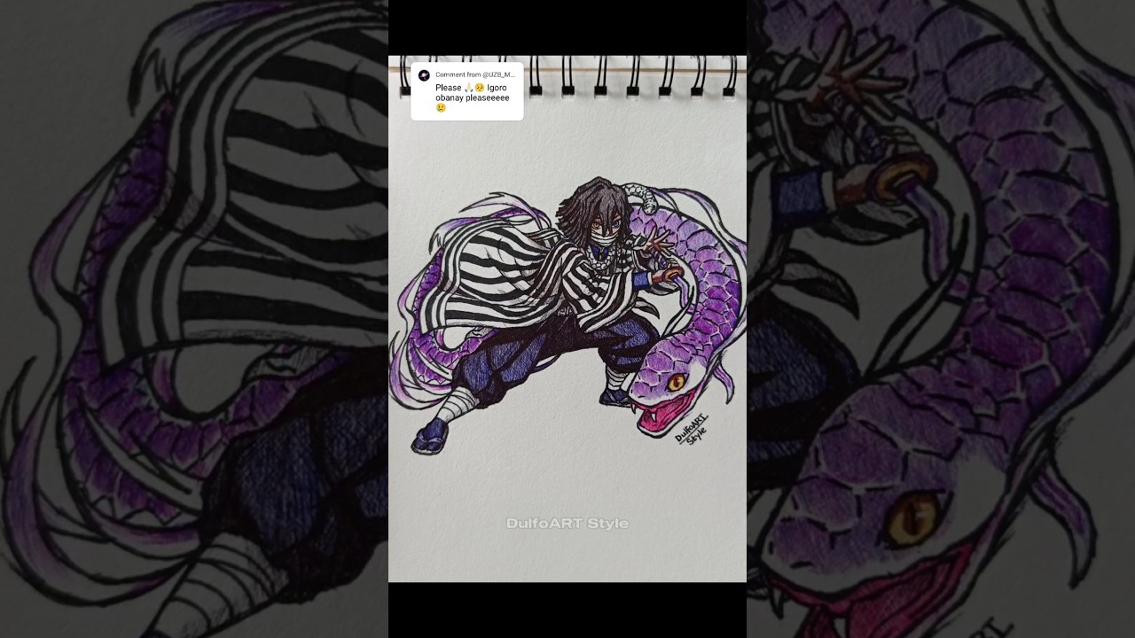 Obanai Iguro, speed drawing #anime #drawing #obanai #demonslayer #art #animeart #animedrawing #fyp