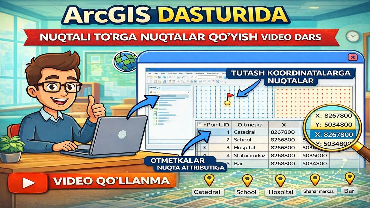 7-dars. Nuqtalarni joylashtirish va attributlarni to'ldirish