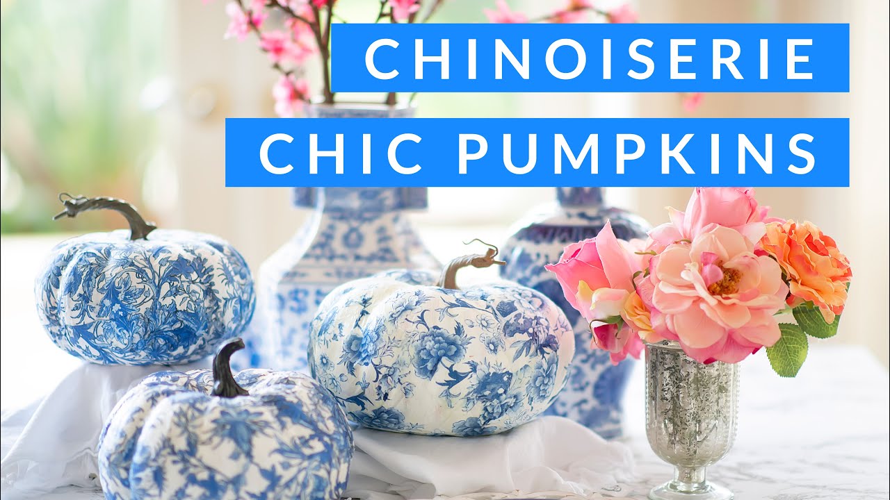 DIY How to decoupage Chinoiserie Pumpkins
