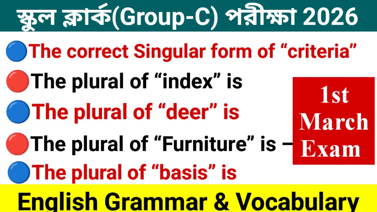 WB SSC GROUP C ENGLISH CLASS BY RGM EDUCATION || SCHOOL CLERK ENGLISH CLASS BY RGM EDUCATION 2026