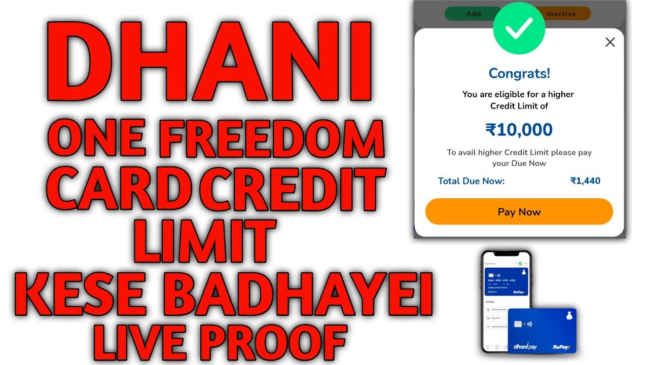 Dhani One Freedome Card Ki Limit Kese Badhaye | Dhani To Bank Transfer | #Dhani