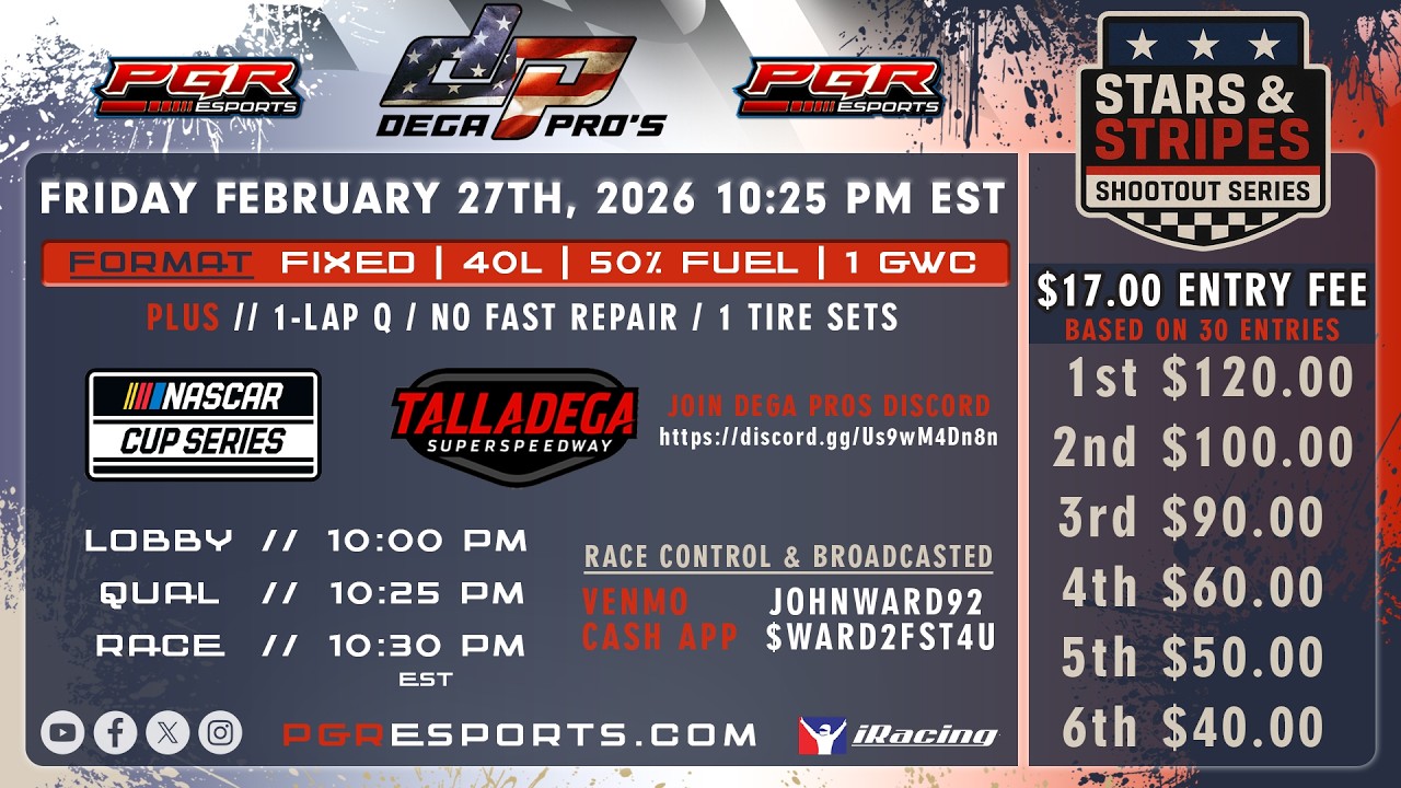 Dega Pros | Stars & Stripes Shootout Series | Talladega | Next Gen | 2/27/26 | PGR eSpots