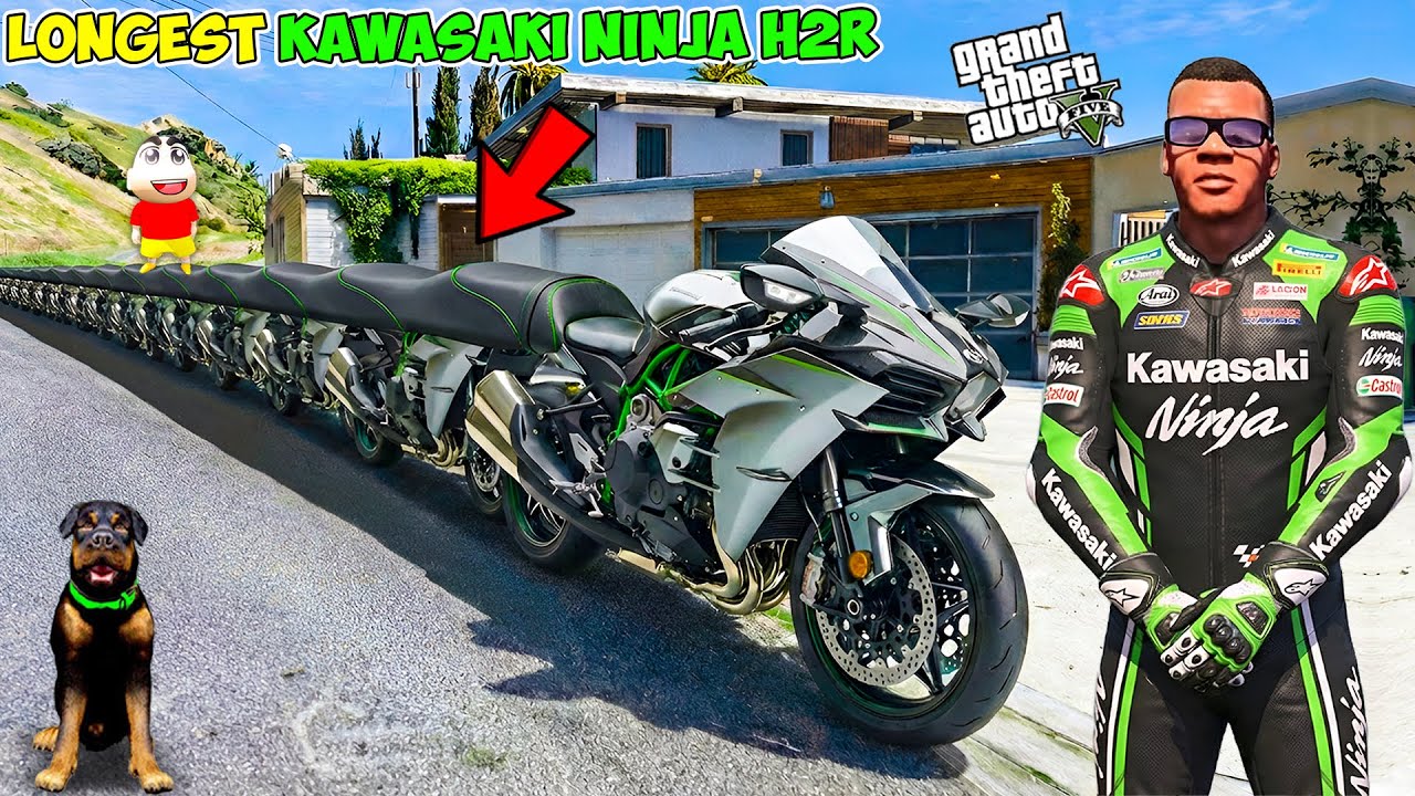 Franklin And Shinchan Make WORLD Longest Kawasaki H2R Bike With Avengers In GTA 5!