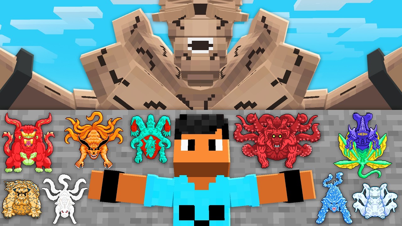 Selei TODAS BIJUUS do NARUTO Dentro do MEU CORPO no Minecraft
