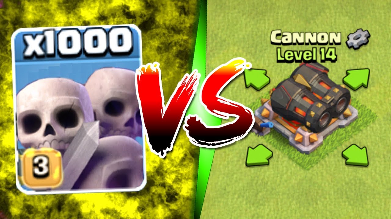 1000 SKELETONS vs GEARED CANNON!! - Clash Of Clans MASS TROOP / TROLL GAME PLAY!