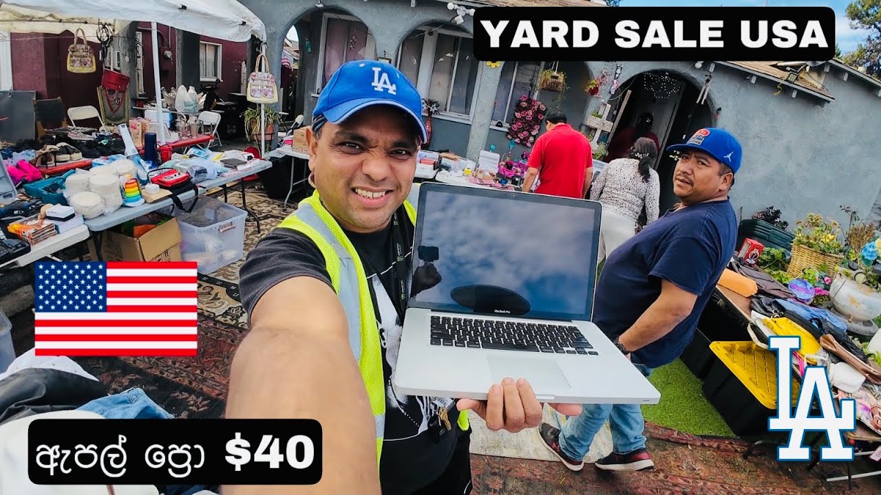 🇺🇸ඇමරිකාවෙ අනවසර මිනිසුන් ගේ යාර්ඩ් සේල් | Immigrant Yard Sale USA | ලැප්ටොප් අඩුවට 👌