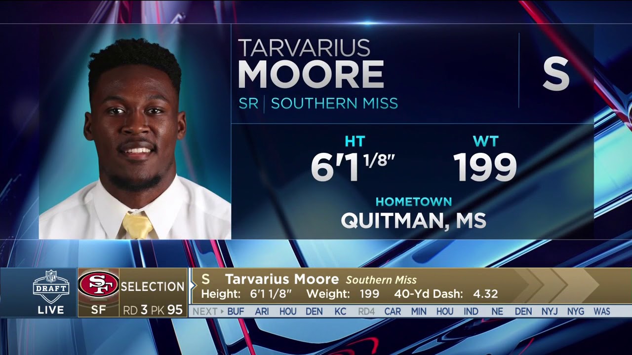 San Francisco 49ers select Tarvarius Moore No  95 in 2018 NFL Draft | Apr 28, 2018