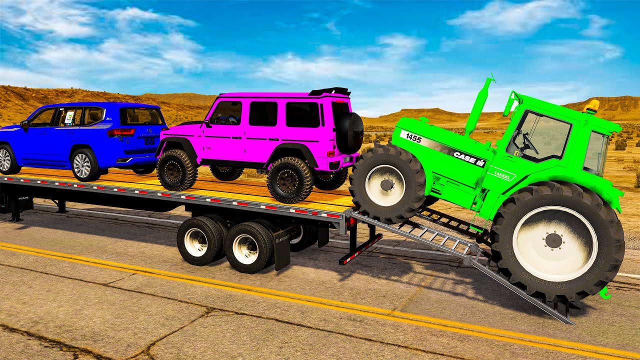 Flatbed Truck BeamnNG Happy Crash | Transportation with Truck - Pothole vs Car #13 - BeamNG.Drive