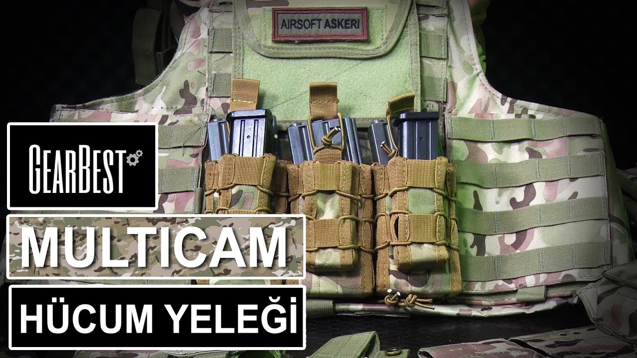 GearBest Multicam Hücum Yeleği / Kamuflajlı Askeri Taktik Ekipmanlar