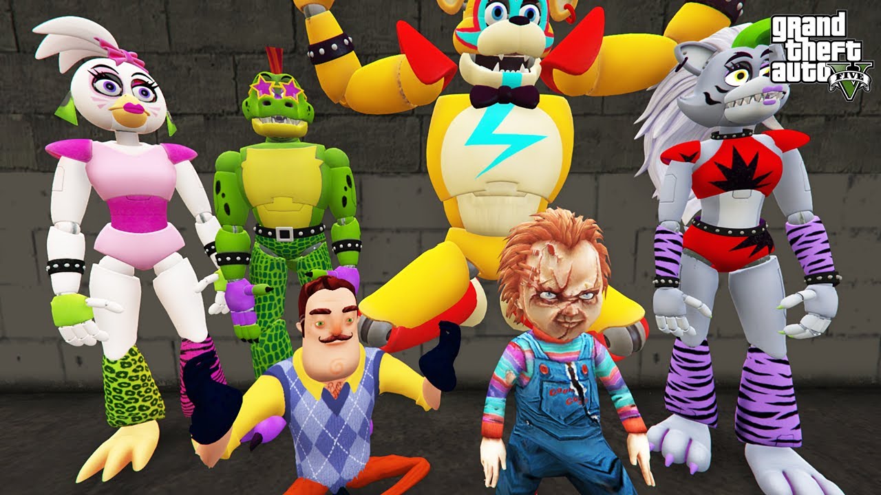 FİVE NİGHT AT FREDDYS GERİ DÖNDÜ (CHUCKY VE HELO NEİGHBOR YAKALADI) - GTA 5 MODS #gta5