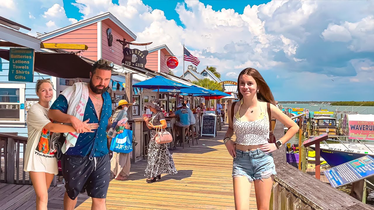 Madeira Beach. Best Place To Visit in FLORIDA - John's Pass Village Boardwalk 4K HDR Walking Tour