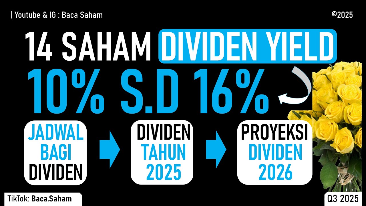 14 Saham Dividen Yield 10% sd 16% : Jadwal Bagi Dividen & Proyeksi Dividen 2026