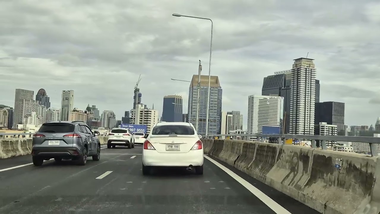 Express Way CBD Drive Through Bangkok Metropolis - Thailand 