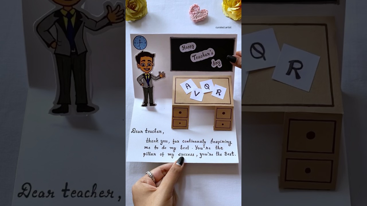 Last minute Teachers day card diy idea #shorts #youtubeshorts #viral #easy #best #trending #unique