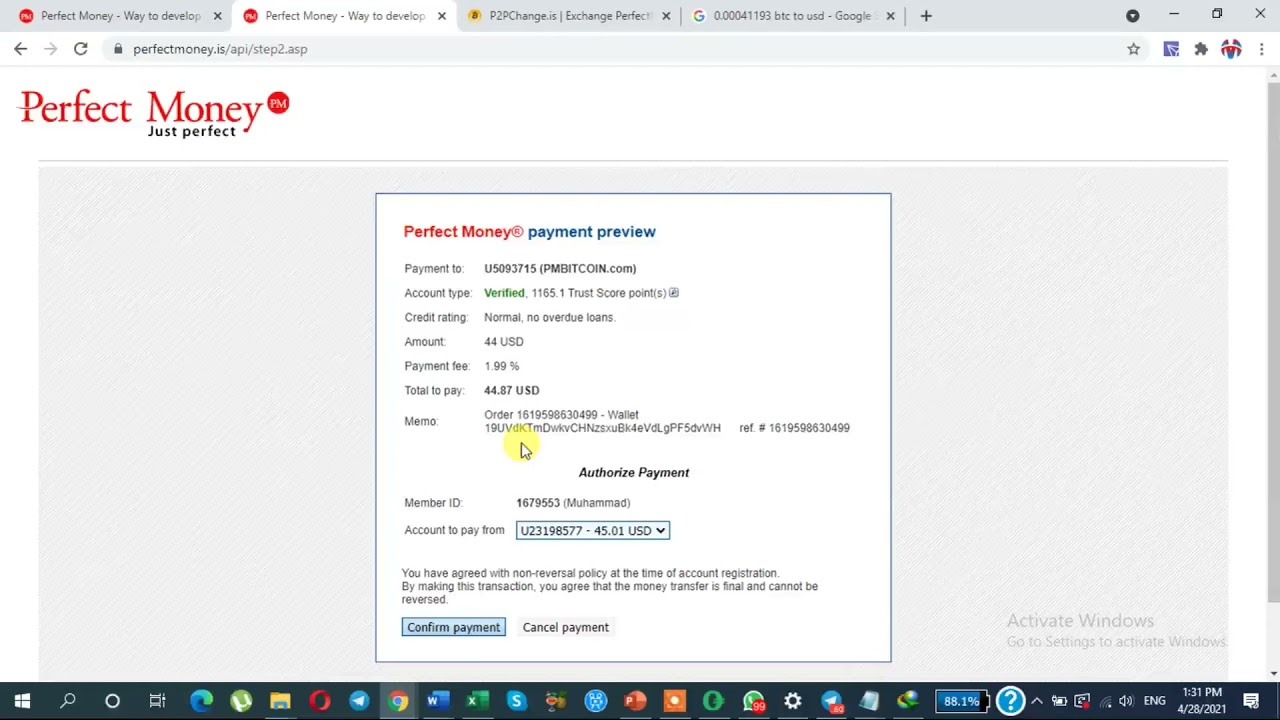 Lecture 47 Deposit Money from Perfect Money into Binance Exchange OR Any Bitcoin Wallet.