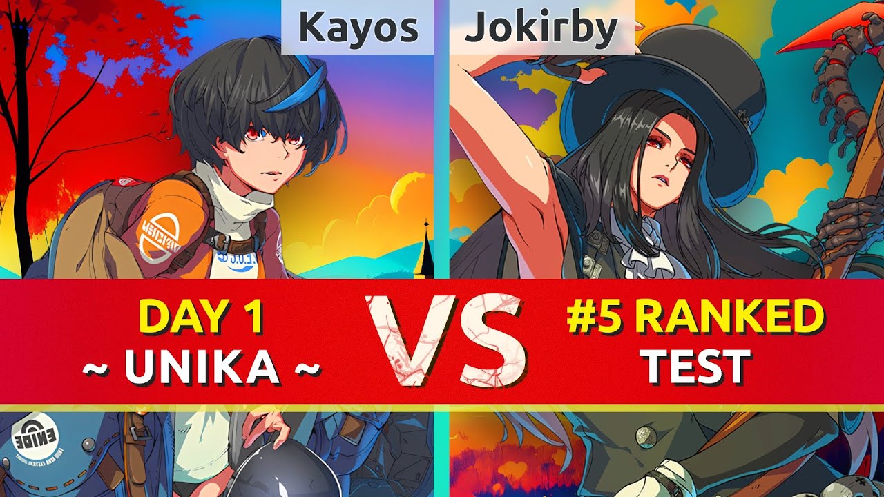 GGST ▰ Kayos (Day 1 Unika) vs Jokirby (#5 Ranked Testament). Gameplay