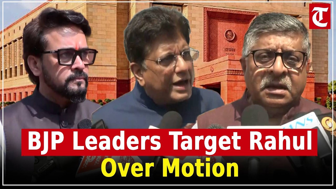 BJP leaders slam Rahul Gandhi as Opposition moves no-confidence motion against Speaker Om Birla.