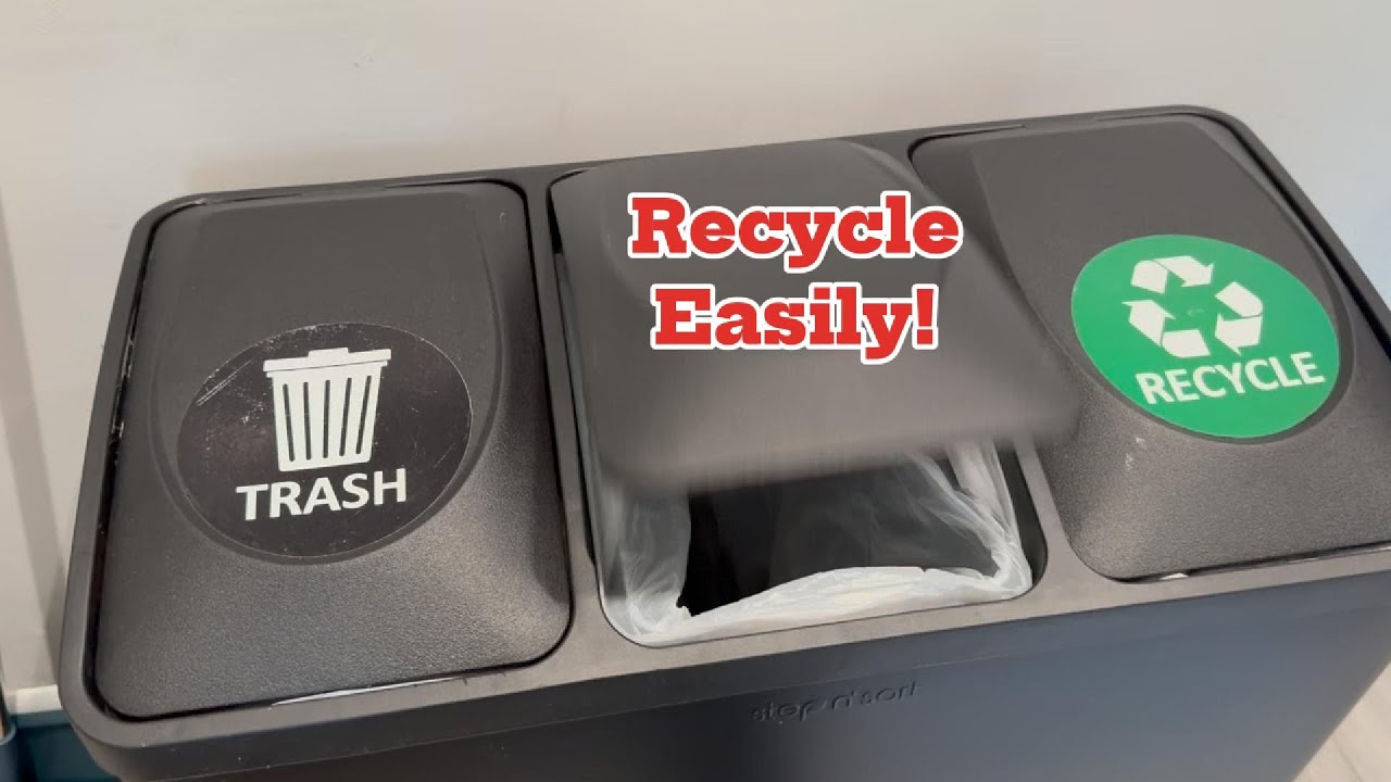 Athena perfect 3 compartment trash bin for recycling and fits well in small spaces - review