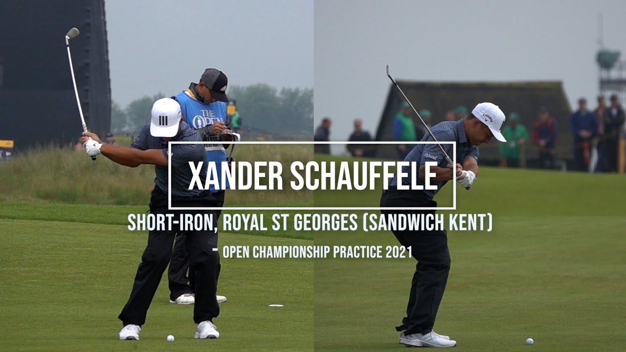 Xander Schauffele Golf Swing Short Iron (DTL & FO views) Royal St George's (Sandwich) July, 2021.