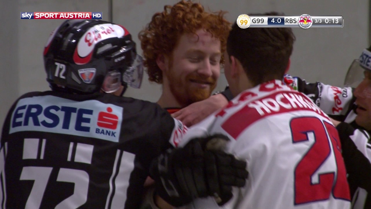 Schlägerei zwischen Boivin und Hochkofler im Spiel Graz 99ers gegen EC Red Bull Salzburg