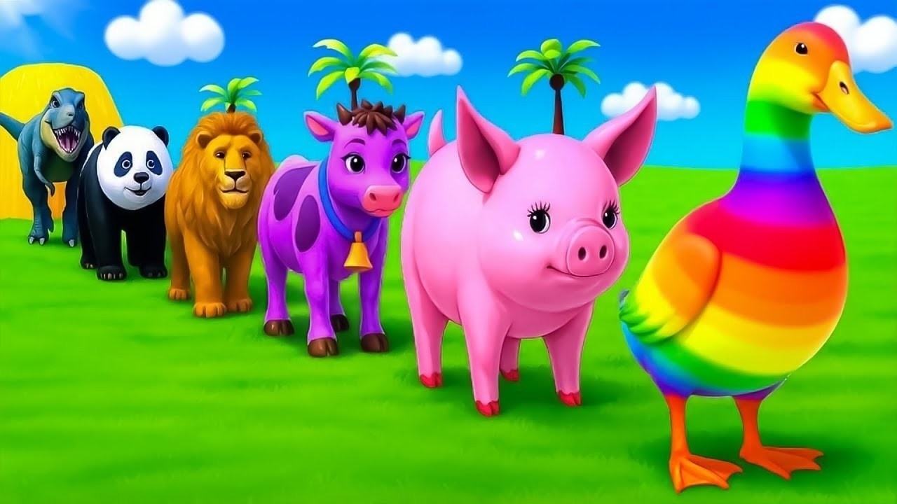 Long Slide Game With Cow Elephant Gorilla Hippopotamus Tiger 3d Animal Game Funny 3d Animals