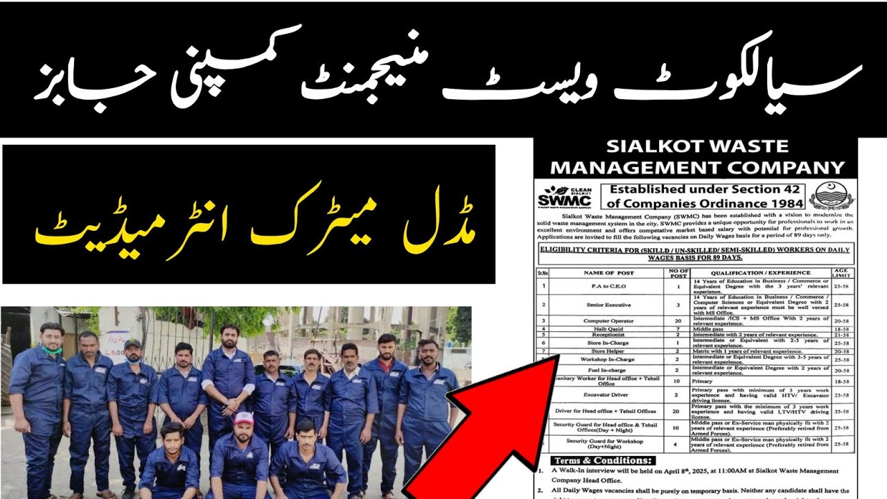 Sialkot Waste Management company Jobs 2025 &ndash; Careers in Waste Disposal & Recycling