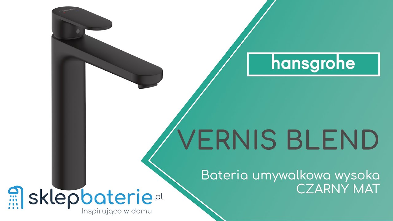 VERNIS BLEND Bateria wysoka do umywalek nablatowych Czarny mat HANSGROHE 71552670 - SklepBaterie.pl