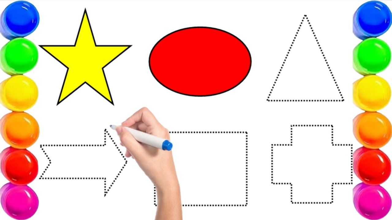 Names of shapes in English for kindergarten ! Learn to draw shapes with color names ! Shapes learn !