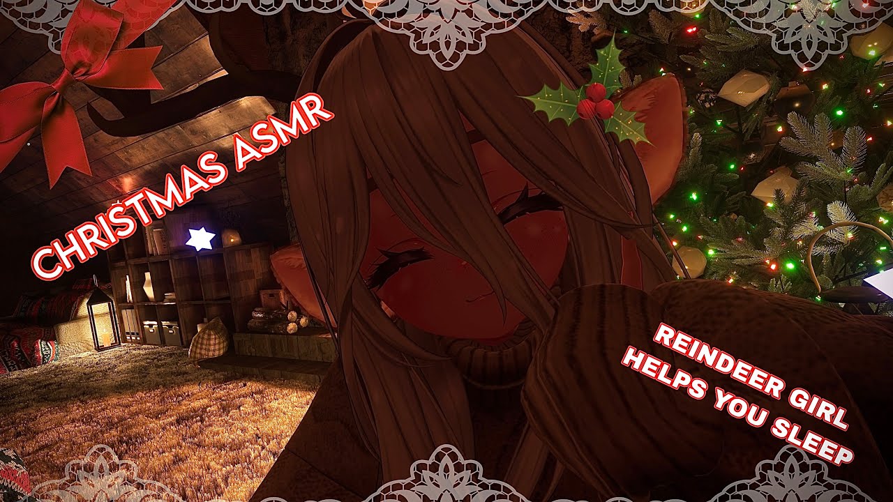 Reindeer Girl Helps you Sleep 🎁🦌 - Christmas VRChat ASMR - Whispering, Bedtime story, Lullaby, Fire