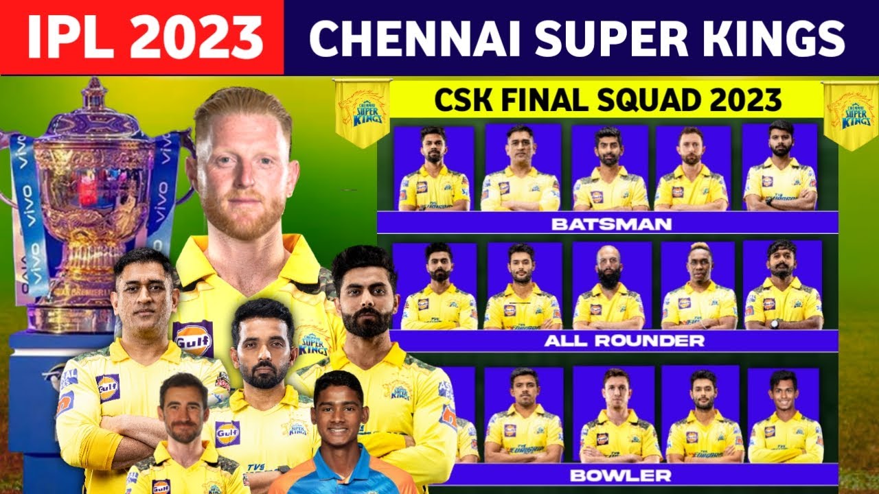 IPL 2023 - Chennai Super Kings Final Squad | CSK full Squad For IPL 2023 | csk 2023 squad