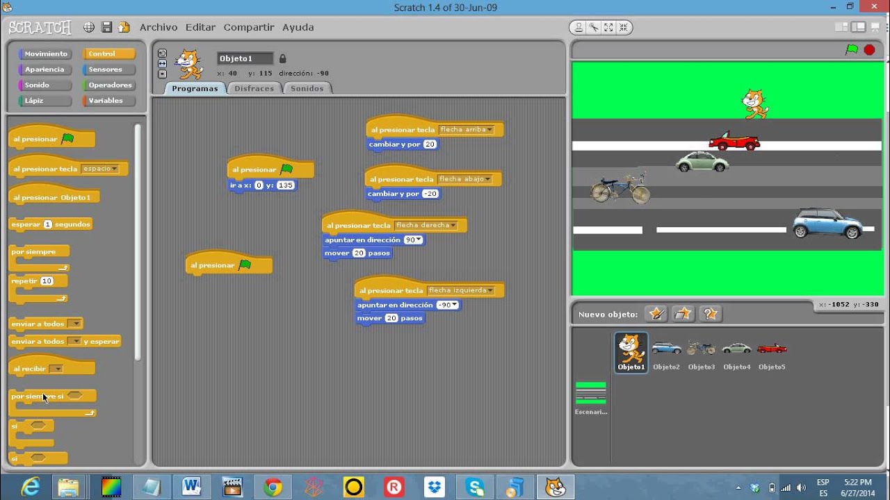Tutorial de juego Frogger (ranita que cruza la calle) en Scratch