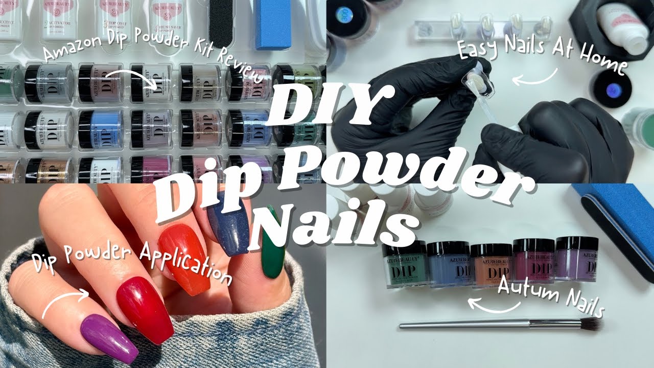 Simple Dip Powder Nails | Amazon Dip Powder Kit First Impressions | DIY Nails At Home | AZUREBEAUTY